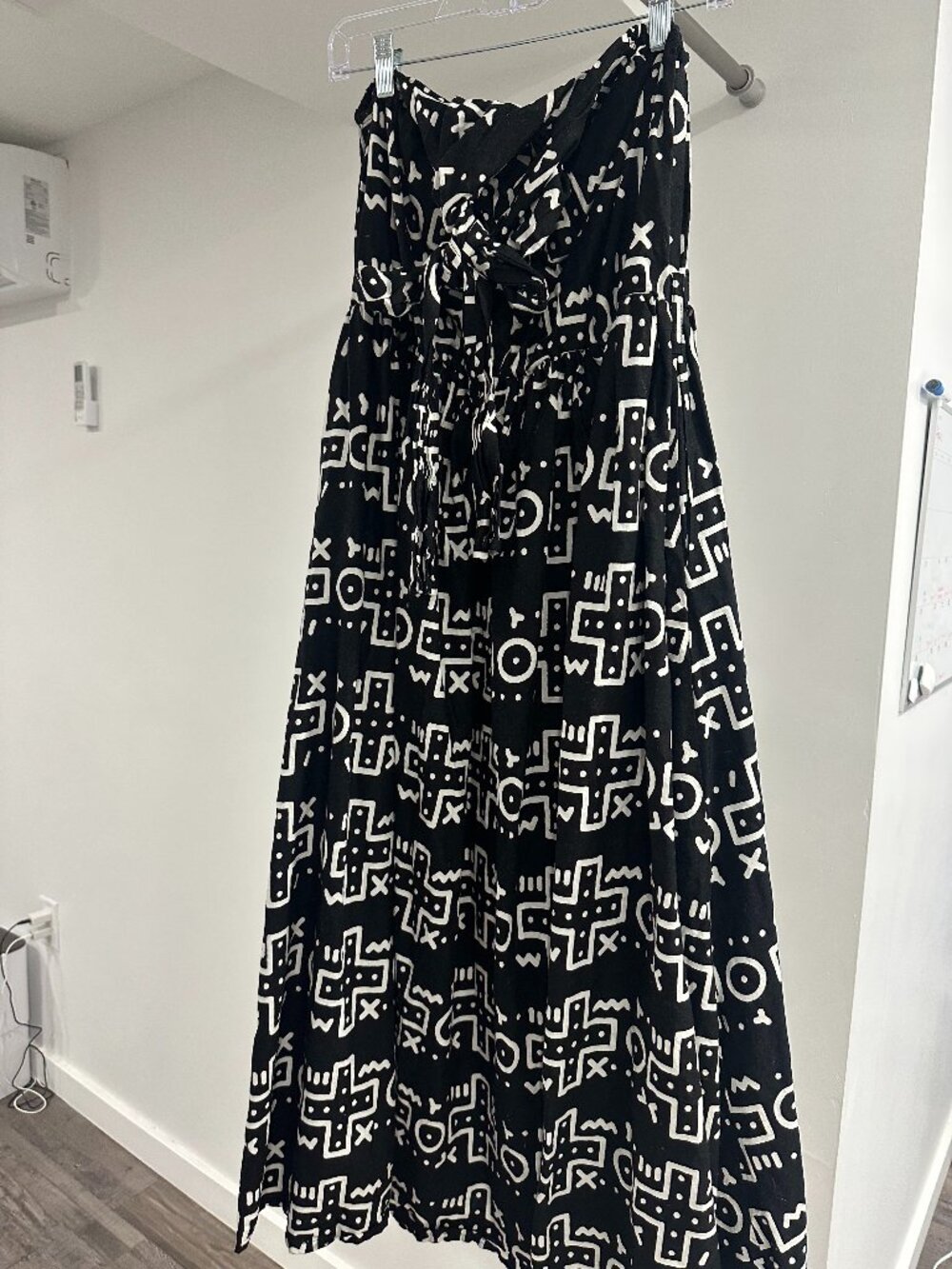Black & White African Dress | One shoulder BIG bow